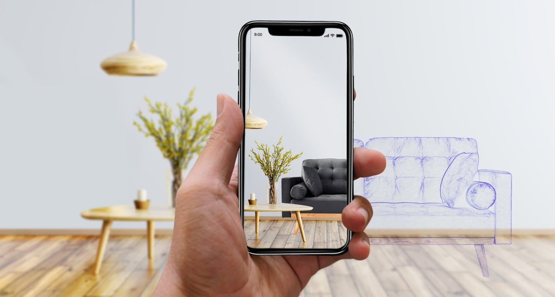 3D and AR visualization of interior designs